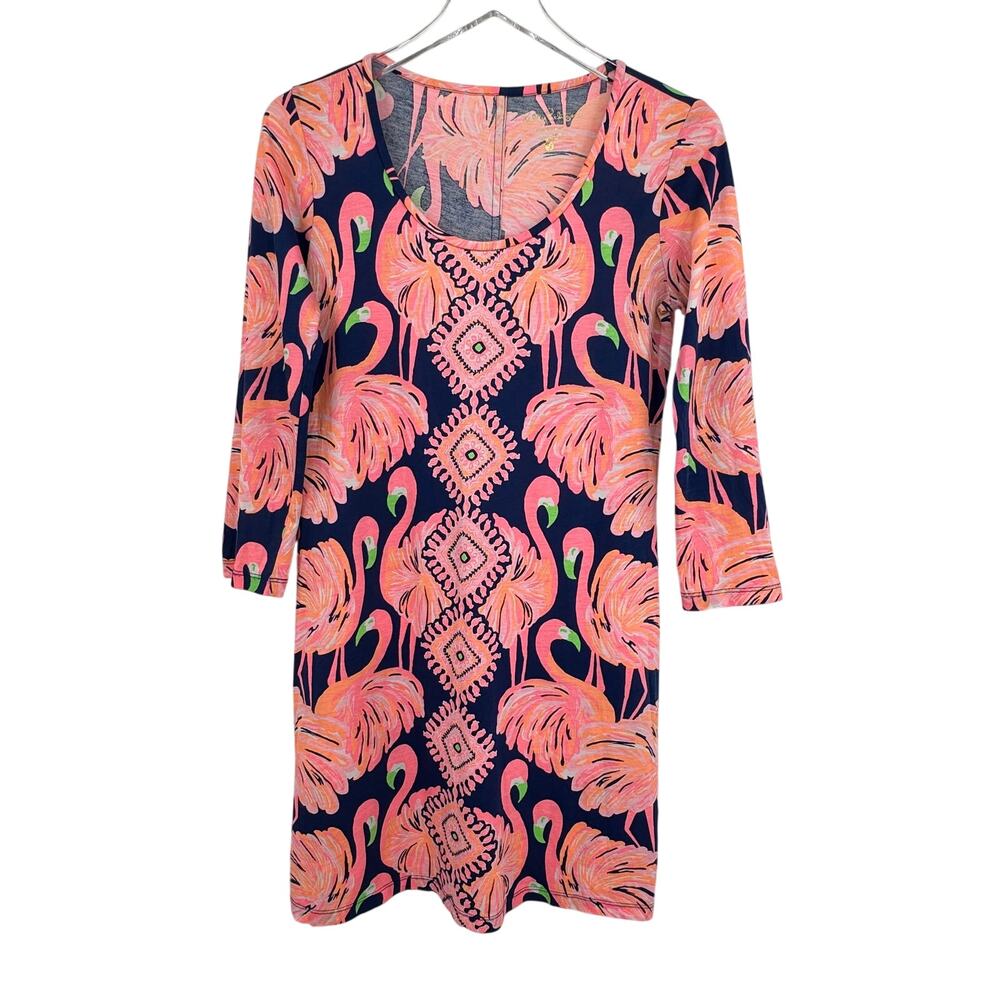 Lilly Pulitzer dress women's small Beacon Gimme Some Leg flamingo pink navy